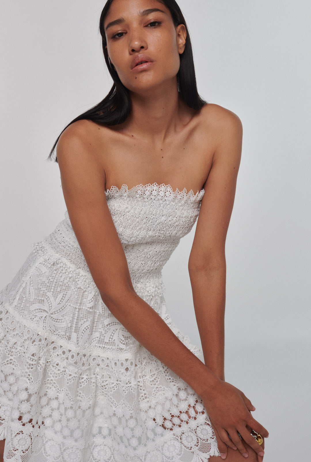 White lace best sale strapless dress